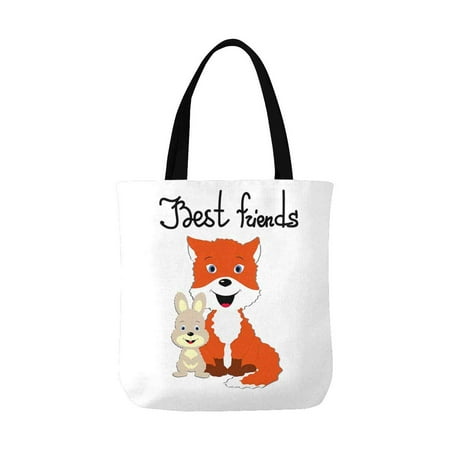 ASHLEIGH Friendship Day a Couple of Hare and Fox Best Friends Reusable Grocery Bags Shopping Bag Canvas Tote Bag Shoulder