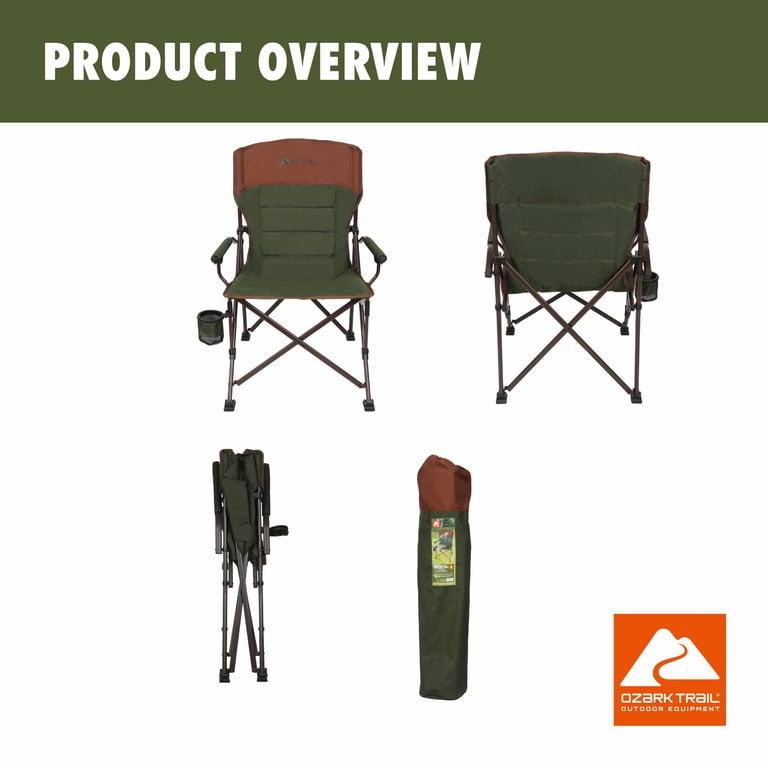 Ozark Trail Heavy Duty Hard Arm Camp Chair, Brown photo 5