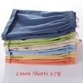 thumbnail image 6 of FAMTKT Kids Toddler Little Boy Girl Cotton Linen Summer Shorts Solid Color Casual Pants with Drawstring( 6-7 Years, Beige ), 6 of 8
