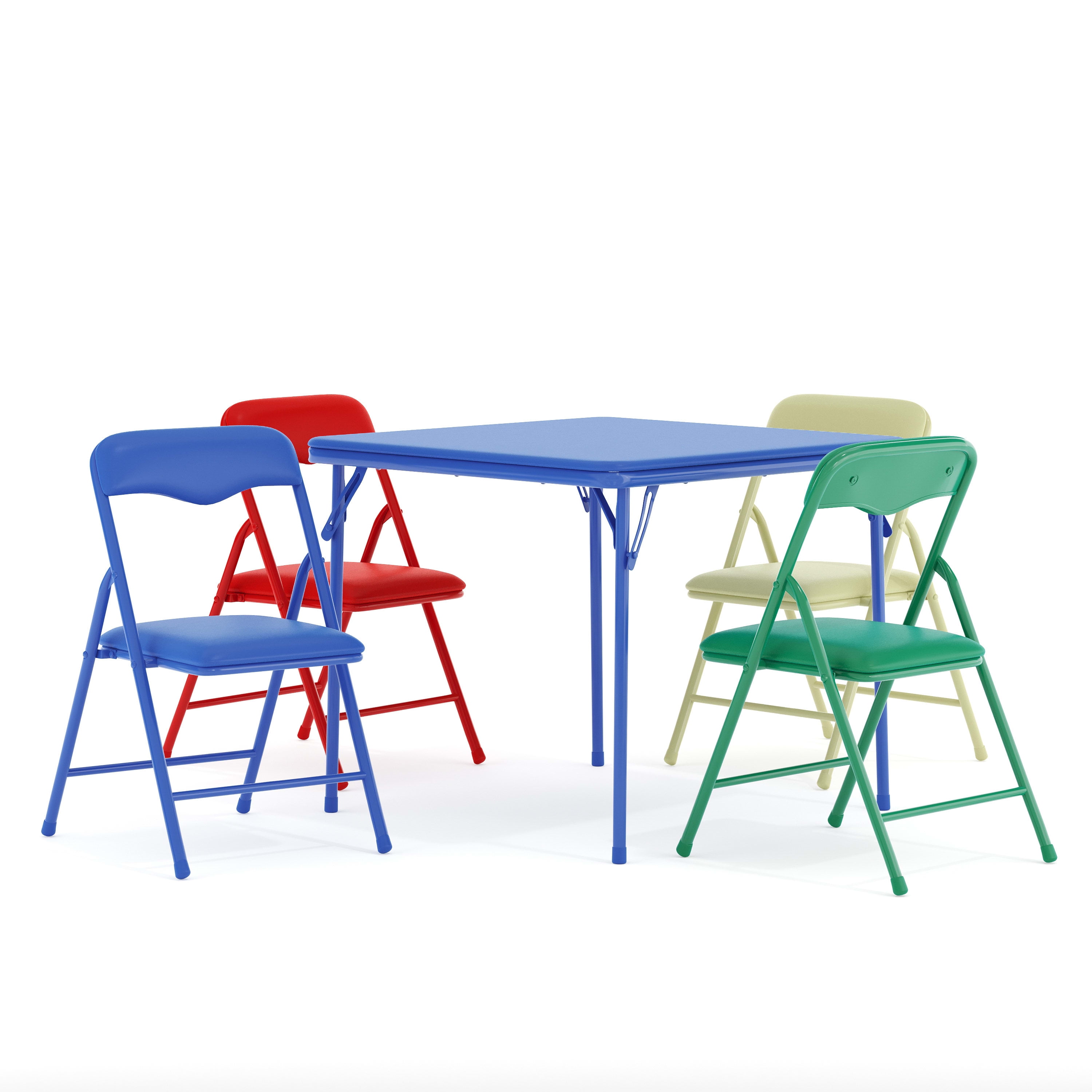 (3 pack) Emma + Oliver Kids 5-Piece Classroom Folding Table and Chairs Set, Multicolor
