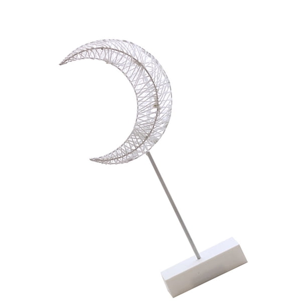 sweethay Lámpara LED de noche con forma de estrella y luna, marco blanco, blanca cálida, lámpara de noche creativa con estrella, soporte para Kits de decoración para fiestas No.01 NO1 sweethay HA007017-01