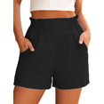 thumbnail image 1 of Shorts ANRABESS negros de talle alto y pierna ancha, talla grande, 1 of 5