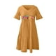 thumbnail image 4 of ICHUANYI Clearance Women's Summer Casual Floral Print Casual Short Sleeve V-Neck Pocket Sundress Dress(Yellow, XL) ICHUANYI WER2023080908047, 4 of 6