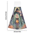 thumbnail image 2 of Haosy 2 Pack Kitchen Wash Cloths with Hanging Loops Absorbent Absorbent Quick Drying Hand Towels, Cute Witch Hold Halloween Pumpkins, 2 of 7