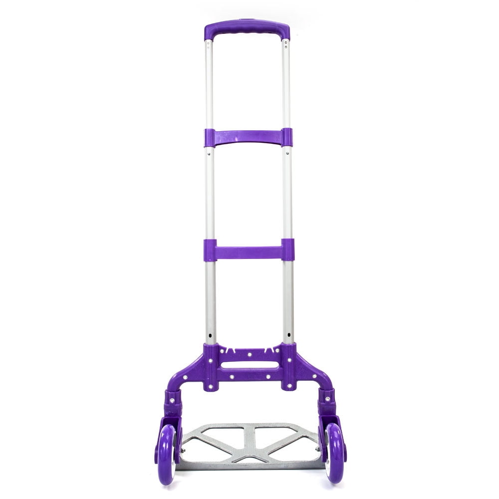 Tcbosik Portable Folding Hand Truck, Collapsible Aluminum Dolly for Travel, Moving and Office Use, 165lbs Capacity, Purple