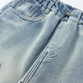 thumbnail image 3 of ZACPNCV Teen Youth Casual Wide Leg Jean Pants for Girls Put On Denim Pants Bow Embroidery Trouser Girl Clothing Blue 15-16 Years, 3 of 9