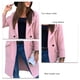 thumbnail image 4 of Chaqueta de abrigo de longitud media con bolsillos grandes Manga larga Cuello vuelto Abrigo con botones de color puro para mujer de invierno Rosa L, 4 of 5