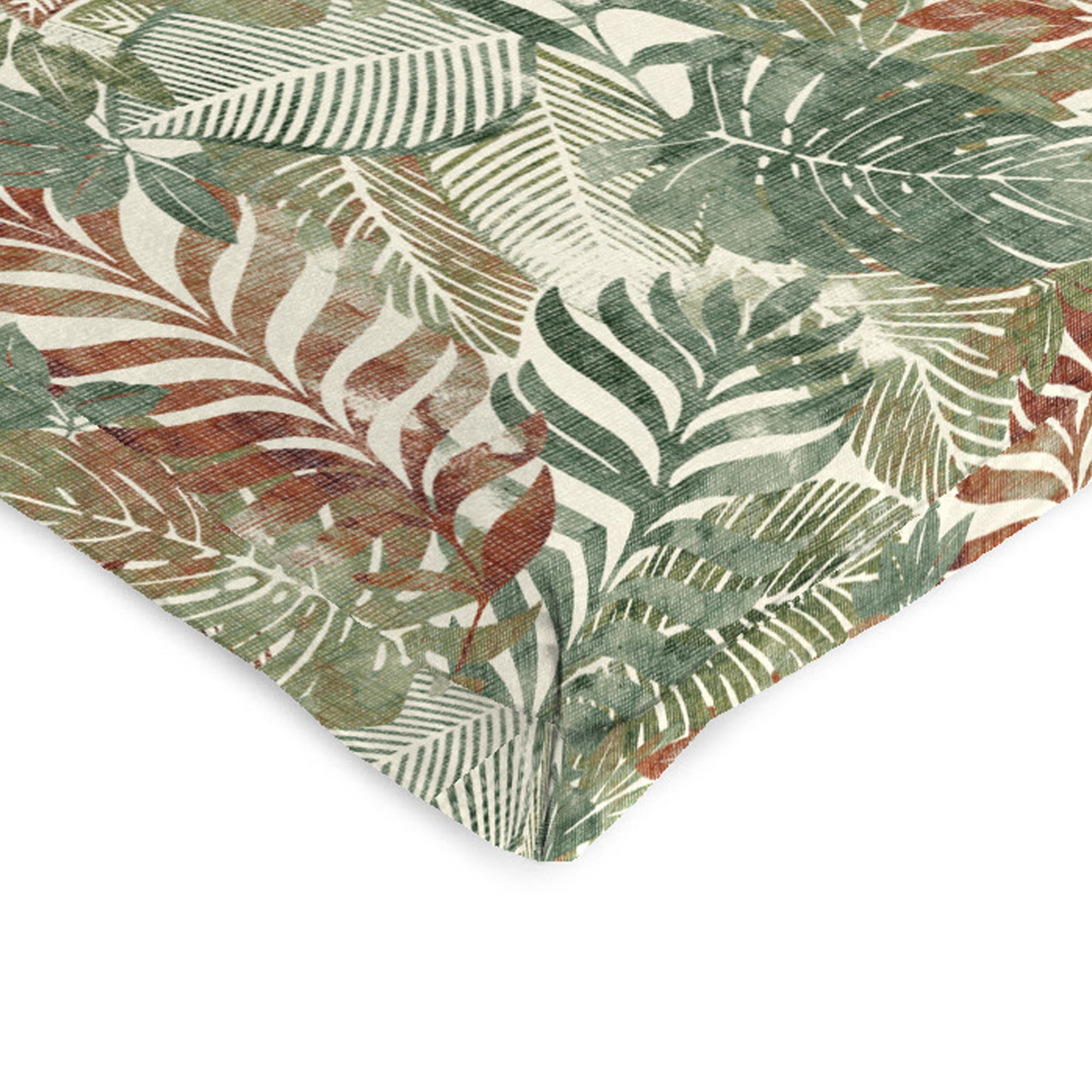 Jordan Manufacturing 43" x 21" Wesley Hedge Cream Leaves Rectangular Outdoor Chair Cushion with Ties and Hanger Loop