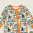 thumbnail image 6 of HCNTES Newborn Baby Girl Boy Fall Seasonal/Thanksgiving Outfit Long Sleeve Pumpkin/Turkey Romper Zipper Jumpsuit 0-12M (Green,6-12 Months), 6 of 7