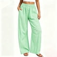 thumbnail image 5 of TEAJOPSUU Womens Casual Plaid Pants Wide Leg Elastic Waist Button Detail Trousers with Pockets Gingham Trendy Daily Wear Green, 5 of 8
