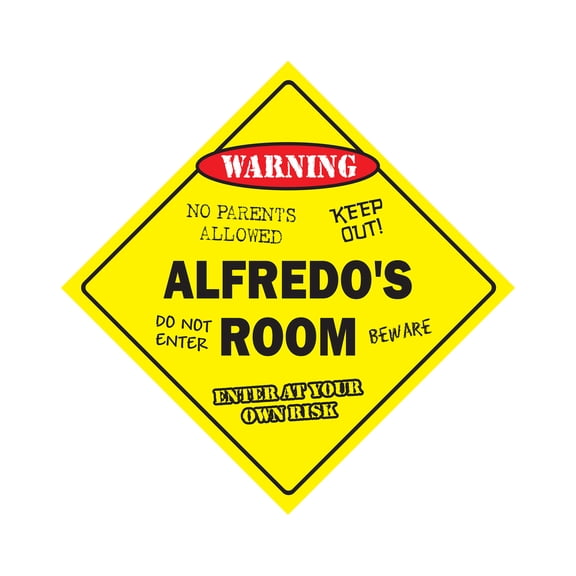 Alfredo's Room Sign Crossing Zone Xing | Indoor/Outdoor | 20" Tall kids bedroom decor door children's name boy girl