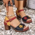 thumbnail image 5 of Dakaela Wedges Sandals for Women Dressy 2025 Open Toe Chunky Heeled Flower Shoes with Arch Support, 5 of 8