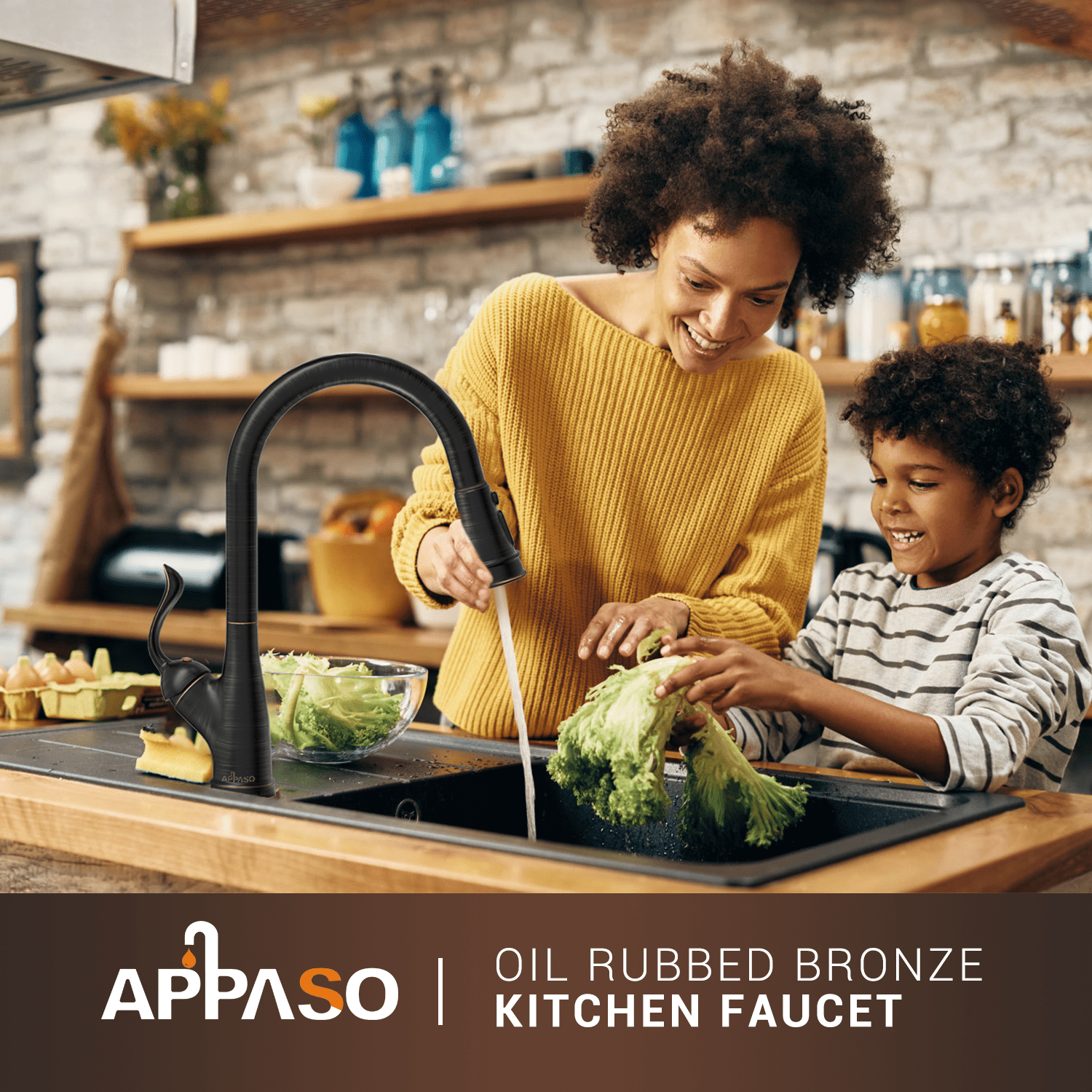 APPASO Antique Pull Down Kitchen Faucet with Deck Plate Oil Rubbed Bronze 148ORB