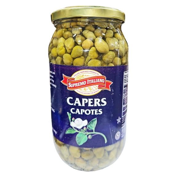 Supremo Italiano Capers, Capotes | Kosher | 32 Oz (22 Oz Drained) 1 Jar
