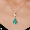 thumbnail image 3 of Gem Stone King 925 Silver and 10K Yellow Gold Green Malachite and White Lab Grown Diamond Pendant Necklace for Women | 10.02 Cttw | Gemstone Birthstone | Pear Shape 16X12MM | With 18 inch Chain, 3 of 6