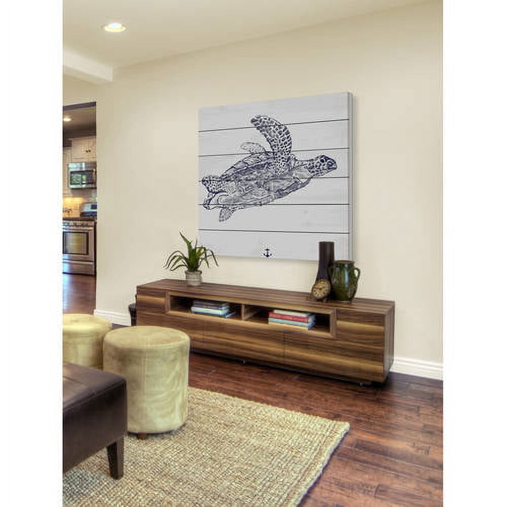 Marmont Hill "Blue Turtle" Painting Print on White Wood