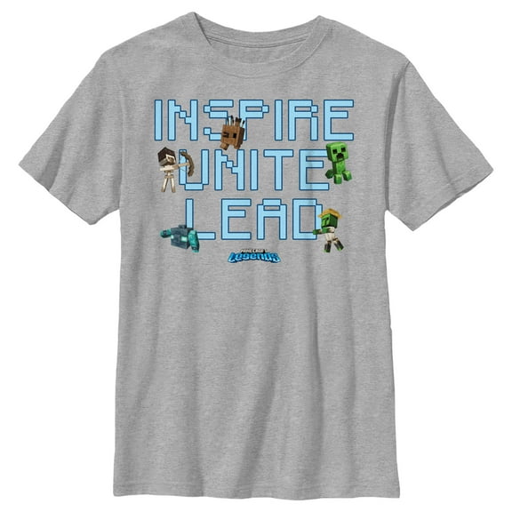 Boy's Minecraft Legends Inspire Unite Lead  Graphic Tee Athletic Heather Large