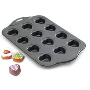 Muffin Top Pan Nonstick, Wedding Cake Pans With 12 Heart Cups Steel-silver Gray
