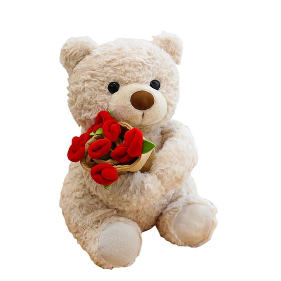 Outoloxit Valentine's Day Teddy Bear with Rose - 12 Inch Plush Stuffed Animal Gift for Her, Cute Gift for Girlfriend, Wife, Anniversary, Romantic Present for Women