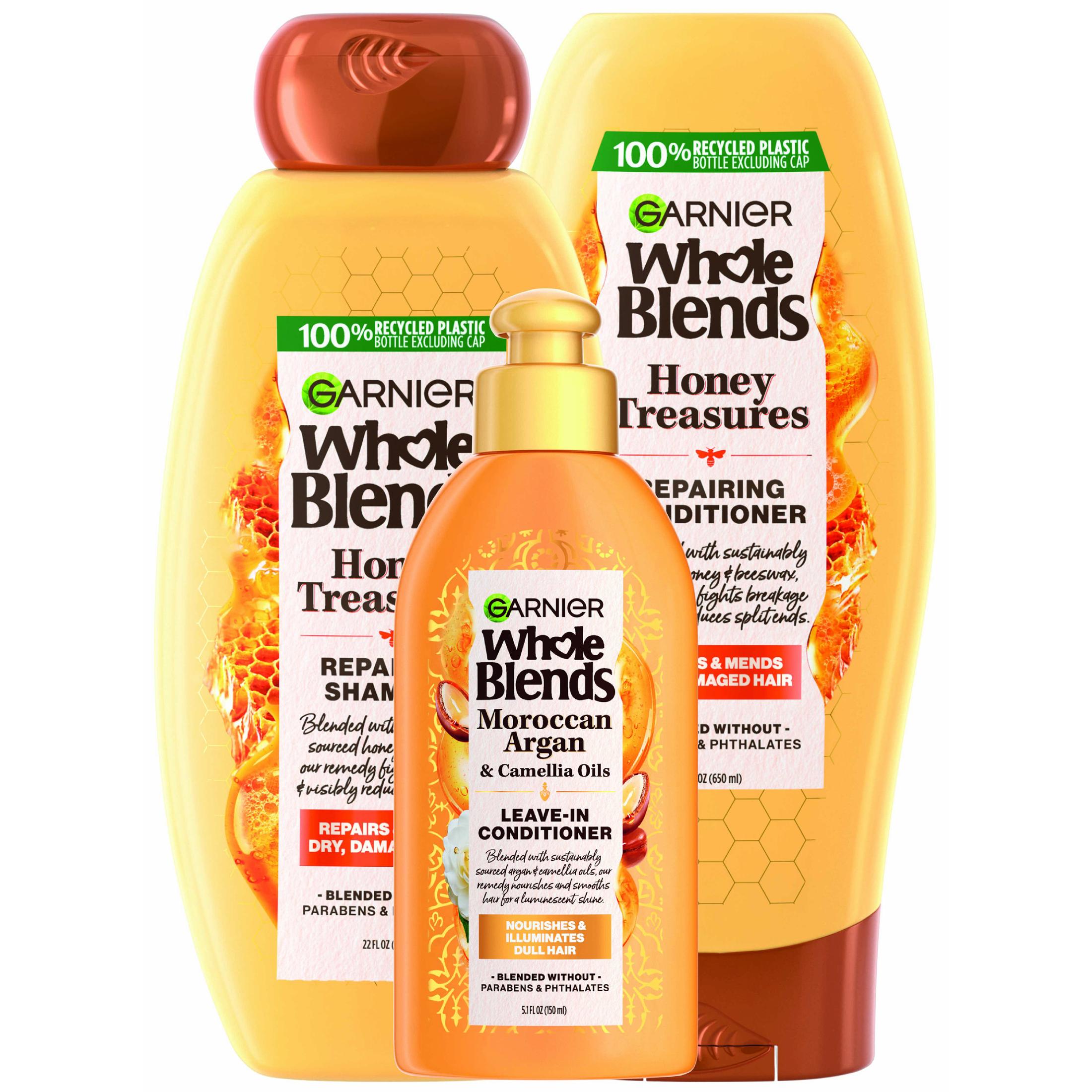 ($16 Value) Garnier Whole Blends Honey Treasures Shampoo Conditioner and Treatment Gift Set, Holiday Kit - image 2 of 8