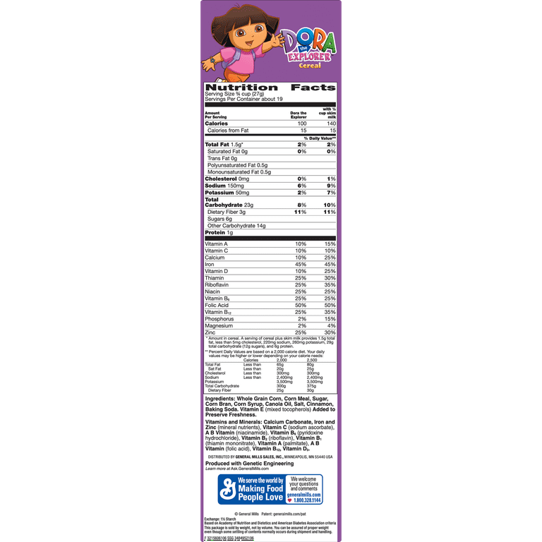 Dora The Explorer Breakfast Cereal, 18 oz Box 