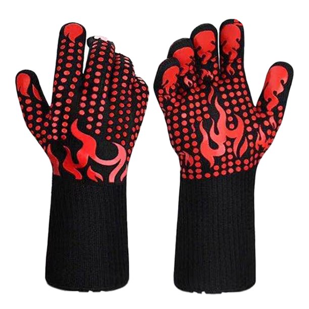 Guantes para barbacoa, resistentes al calor, guantes de horno de silicona resistentes al fuego con aislamiento para cocinar, asar a la parrilla Ormromra CPB-US-DYP262-8