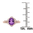 thumbnail image 3 of 10k Rose Gold Vintage Style Genuine Oval Amethyst and Diamond Halo Ring, 3 of 5