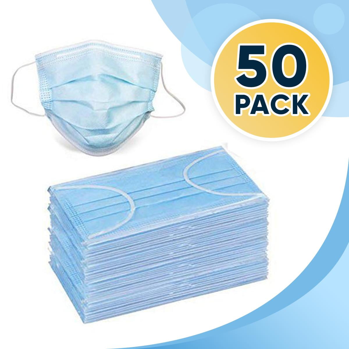 50 Disposable Face 3-ply Breathable Dust Masks, Elastic Loop Mask - Walmart.com