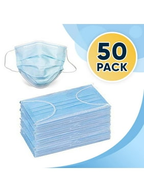 50 Disposable Face Masks, 3-ply Breathable Dust Protection Masks, Elastic Ear Loop Filter Mask