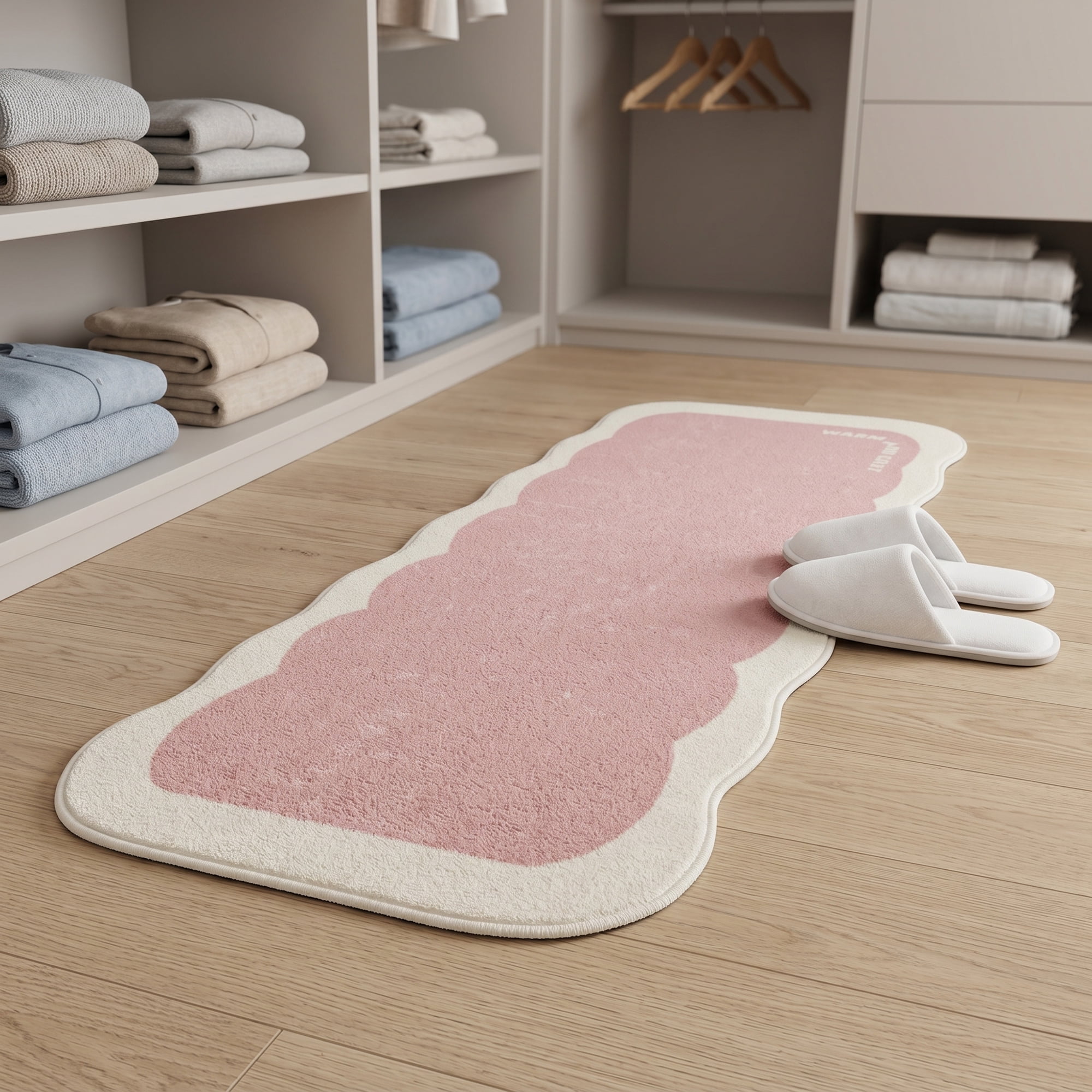 Unique Bargains Boho Kitchen Runner Rug Non Slip Machine Washable Light Pink 47" x 16"