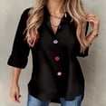 thumbnail image 4 of Fall Shirts for Women 2025 Long Sleeve Button Up Collared Loose Fit Dressy Casual Blouse Womens Fall Tops, 4 of 6