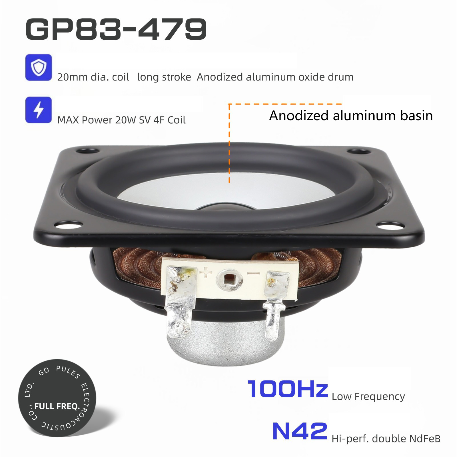 3inch 4Ohm 15W Subwoofer Multimedia Portable Loudspeaker Sound Amplifier Loudspeaker Inner Aluminium