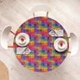 thumbnail image 4 of Ambesonne Abstract Fitted Round Tablecloth, Rainbow Colors Squares, 56"- 60" Diameter, Multicolor, 4 of 5