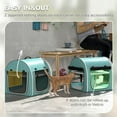 thumbnail image 4 of GVN 39" Portable Soft 2 Sided Pet Cat Carrier with Divider, Two Compartment, Soft Cushions, & Storage Bag, Green, 4 of 7
