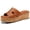 brown, variant on Women  Platform Wedge Sandals Open Toe Slip On Slides Cork Heeled Cutout Comfortable Summer Shoes