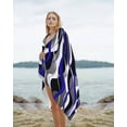 thumbnail image 2 of Blue Stripe Beach Towels Oversized Super Absorbent, Ombre Grey Moire Geometric Modern Abstract Lightweight Bath Towel Quick Dry Sets For Bathroom/Pool/Rv Camping/Beach Play/Gym Room/Picnic 30"x60", 2 of 8