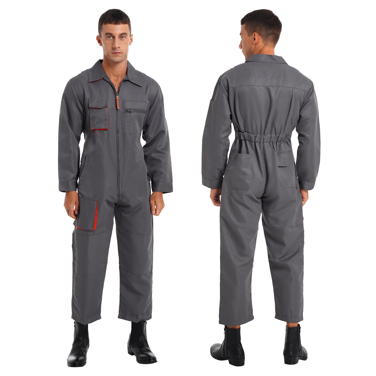 Mens Long Sleeve Coverall Stain and Wrinkle Resistant Work Jumpsuit Uniform  