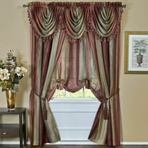 Royal Ombre Crushed Semi Sheer Complete 6 Pc. Window Curtain & Valance Set - Burgundy