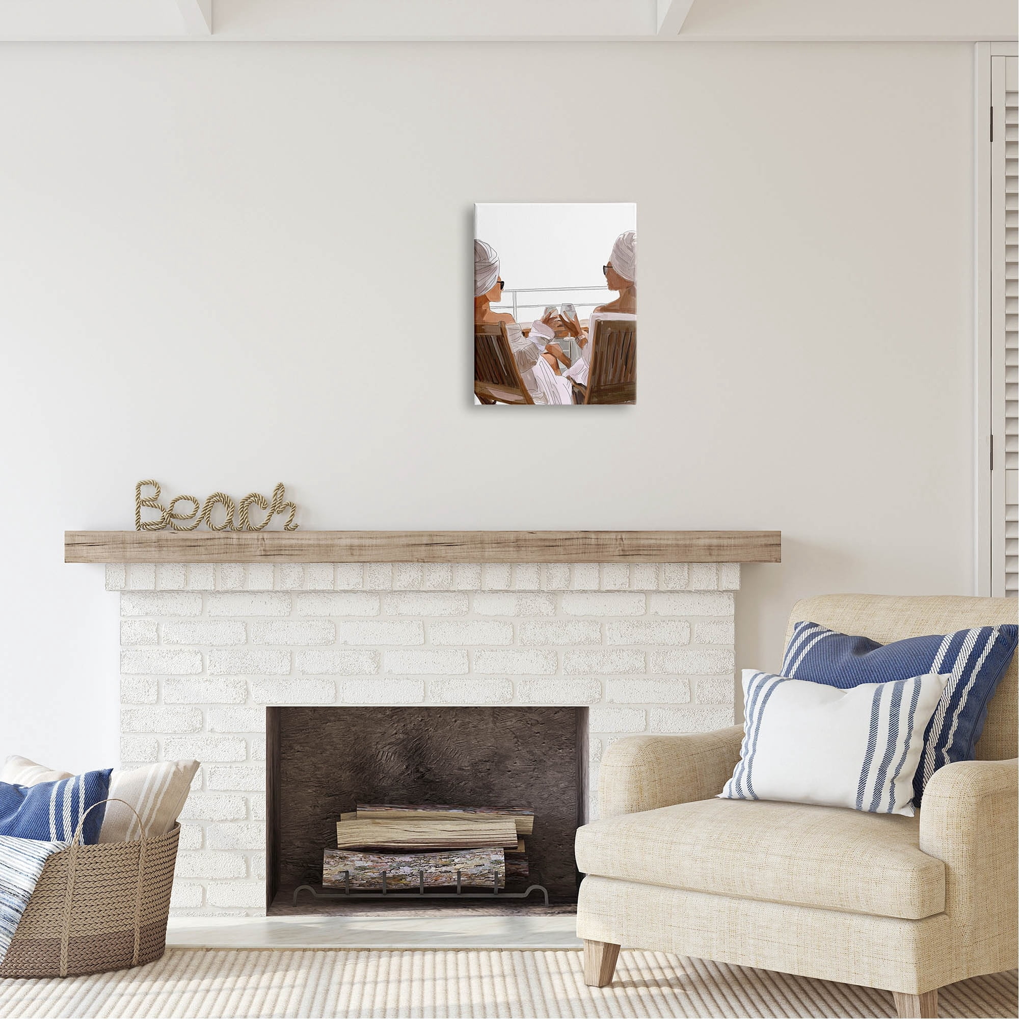 Stupell Industries Summer Friends Relaxing on Beach Coastal Painting Gallery Wrapped Canvas Print Wall Art
