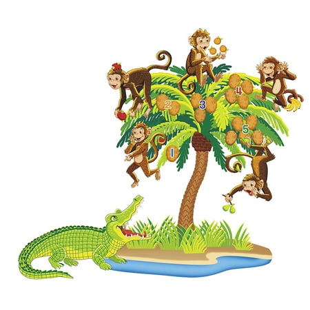 UPC: 0798490227044 | Little Folk Visuals Five Monkeys Sitting in a Tree Felt Learning Toy Set Precut Felt Board Figures for Kids and Toddlers 7 Piece Set