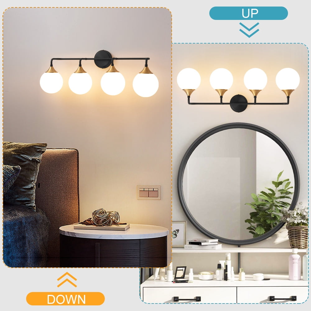 Bathroom vanity lights black 4 light modern vanity light fixtures