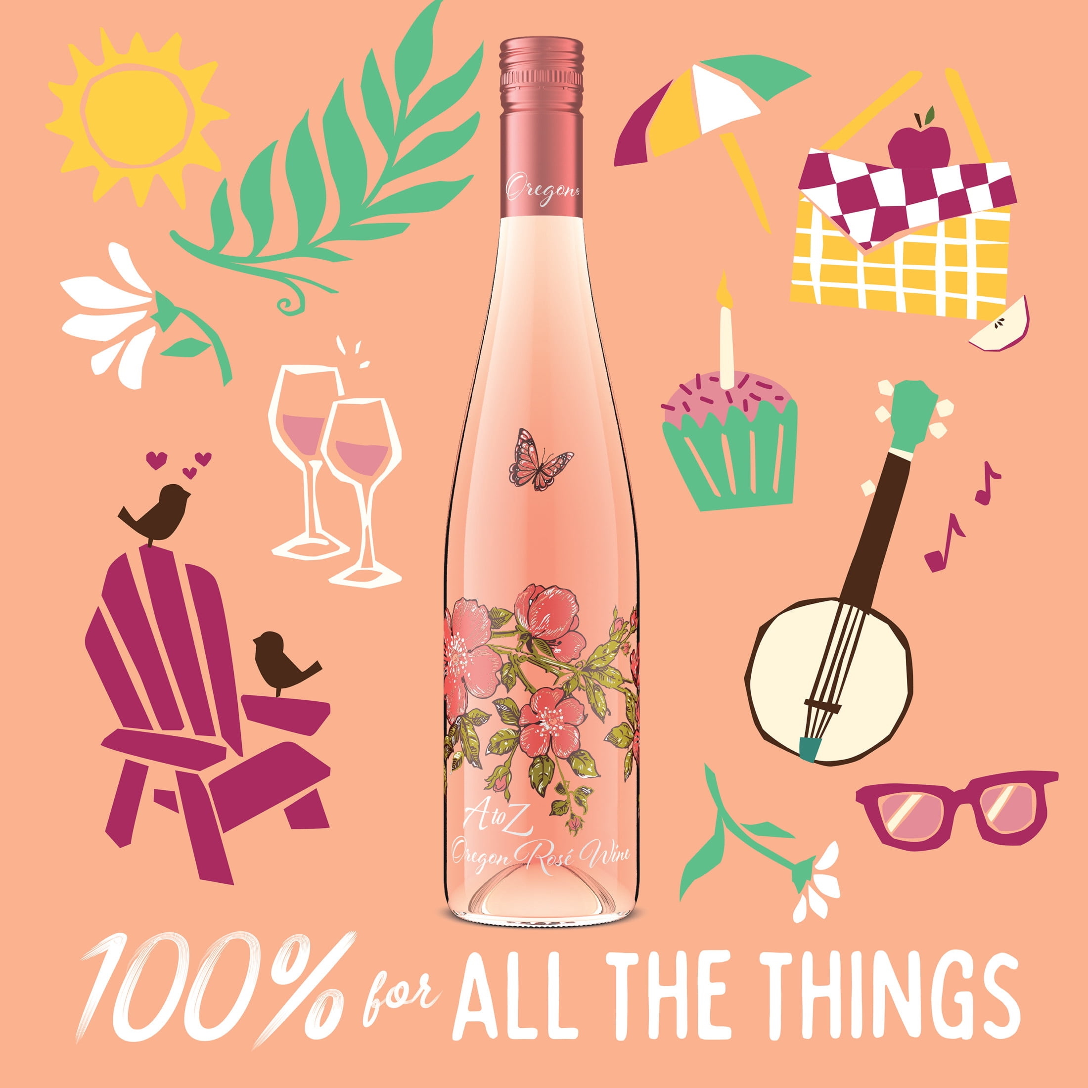 A to Z Wineworks Oregon Rose Wine, 750 ml Bottle, 13% ABV