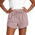 thumbnail image 6 of Womens Loose Waffle Knit Shorts Elastic Waist Drawstring Lounge Shorts Casual Summer Workout with Pockets Pink L, 6 of 7
