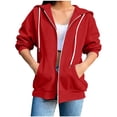 thumbnail image 4 of LIaqionyy Womens Hoodie Sweatshirt Jacket Zip up 3/4 Sleeve Lightweight Casual Drawstring Sweatshirts with Pocket, 4 of 5