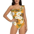 thumbnail image 2 of Yiaed White Floral and Butterflies Print Women One Piece Swimsuits Tummy Control One Shoulder Bathing Suits Pattern Ruffle Swimwear-Small, 2 of 8