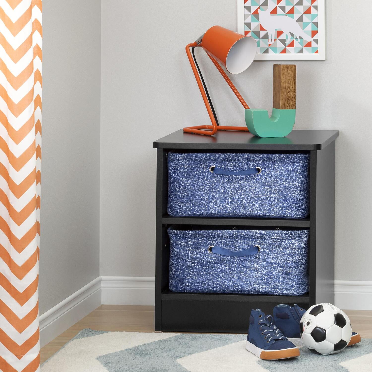 2-Pack New South Shore Storit Blue Nightstand Baskets with Scales Pattern 