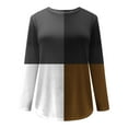 thumbnail image 5 of BLVB Womens Fall Spring Tops Trendy Color Block Crewneck Long Sleeve Casual Loose Going out Blouse, 5 of 5