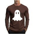 thumbnail image 3 of UVEASISHA Mens Long Sleeve Halloween Shirt Big and Tall Casual Ghost Print Graphic Tees Slim Fit Stretch Workout Shirts Holiday Funny Gifts Coffee L, 3 of 6