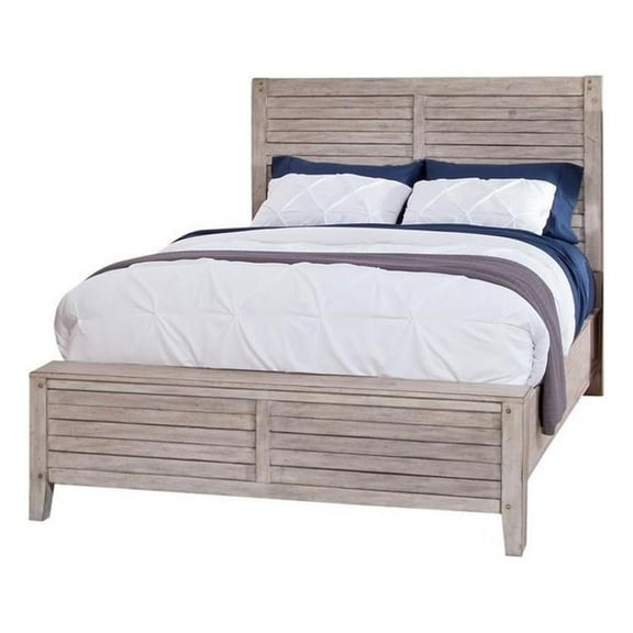 American Woodcrafters Aurora White-washed Wood Queen Panel Bed