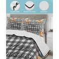 thumbnail image 3 of Quilts Queen Size Bedding Set, Thanksgiving Reversible Summer Quilt 3 Pieces, Fall Orange Blue Pumpkin Leaves Plaid Lightweight Bedspreads Coverlets with 2 Pillow Shams for All Seasons, 3 of 5